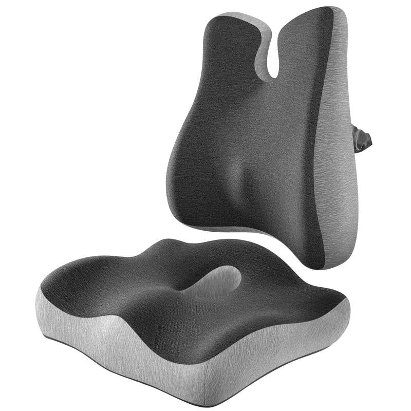 Back Pillow with Zoned Design Non-Slip Lumbar Support Pillow for Office Chair, Supportive Memory Foam Seat Cushion Extra-Large Perfect Gift for Tailbone Pain,Sciatica and Hemorrhoid Relief，Set of 2