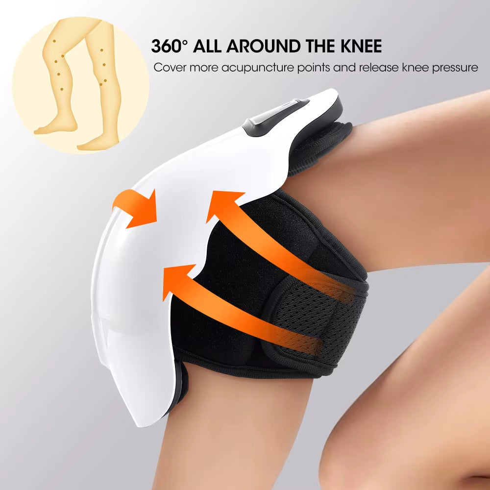 Electric Knee Massage Pad 3 Levels Wireless 3D Airbag Hot Compress Vibration Massager with Red Light Knee Massage Health Care