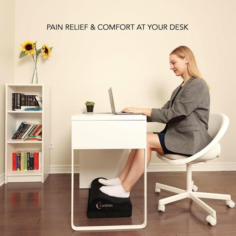 Cartizma Ergonomic Foot Rest for under Desk Adjustable Memory Foam Foot Stool with Washable Covers for Pain Relief Improved Posture Non Slip Office Home Travel Footrest