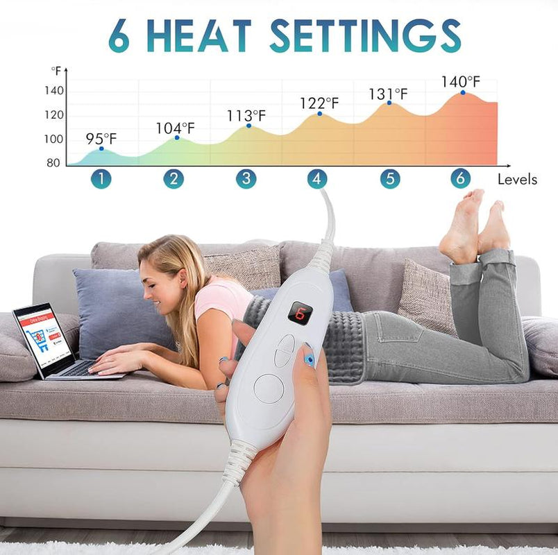 Dailylife Heating Pad for Back Pain Cramps Relief, 12"X24" Electric Heating Pad with 6 Heat Settings, Auto Off, Machine Washable, Warming Mat, Gifts for Women, Fathersdaygift