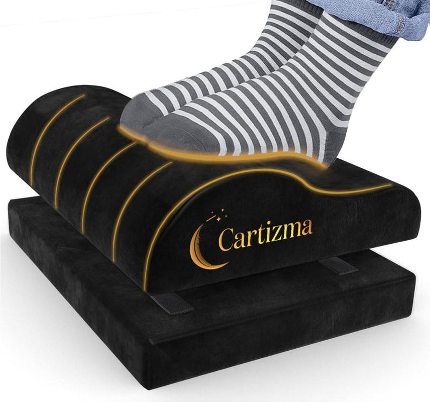 Cartizma Ergonomic Foot Rest for under Desk Adjustable Memory Foam Foot Stool with Washable Covers for Pain Relief Improved Posture Non Slip Office Home Travel Footrest