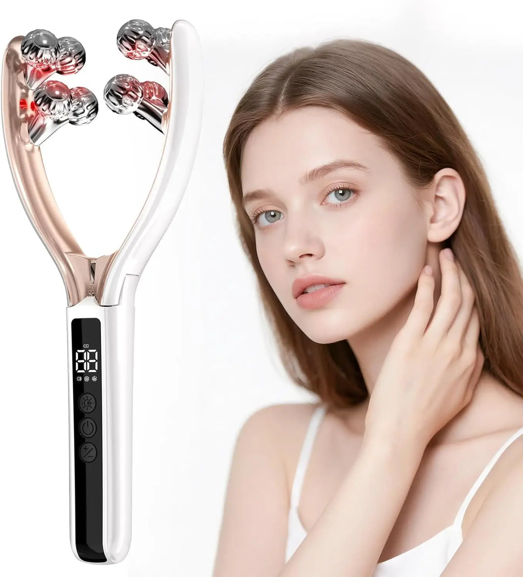 RF EMS Micro Current LED Color Lighte Roller Face Slimming Artifact V Face Beauty Firming Lifting Face Facial Massage Instrument