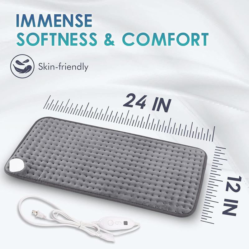 Dailylife Heating Pad for Back Pain Cramps Relief, 12"X24" Electric Heating Pad with 6 Heat Settings, Auto Off, Machine Washable, Warming Mat, Gifts for Women, Fathersdaygift