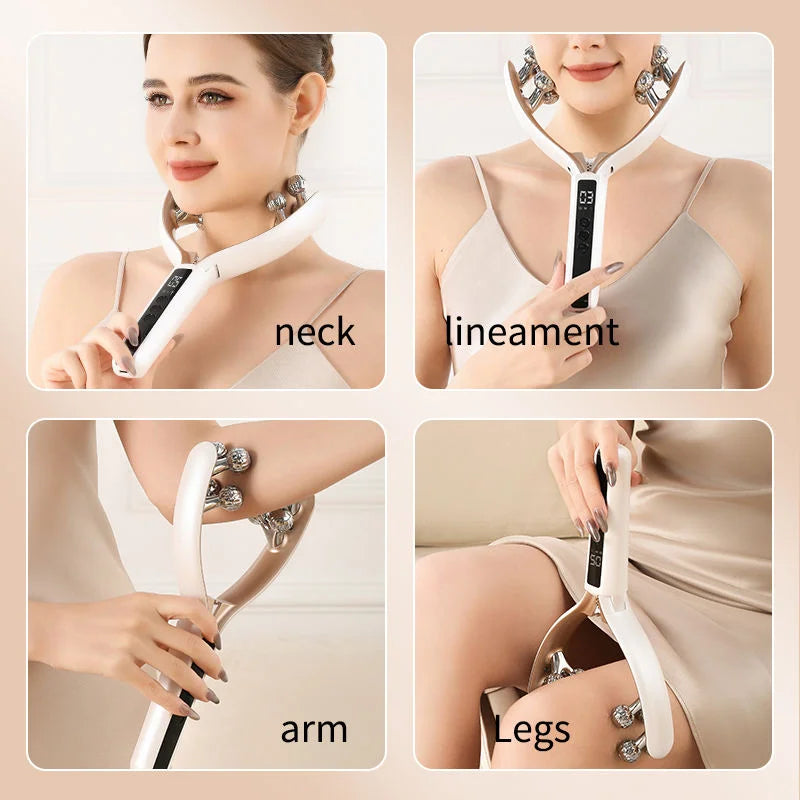 RF EMS Micro Current LED Color Lighte Roller Face Slimming Artifact V Face Beauty Firming Lifting Face Facial Massage Instrument
