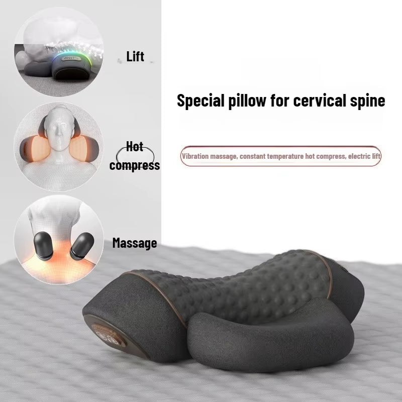 Electric Massager Cervical Pillow Hot Compress Vibration Massage Neck Traction Relax Sleeping Memory Foam Pillow Spine Support
