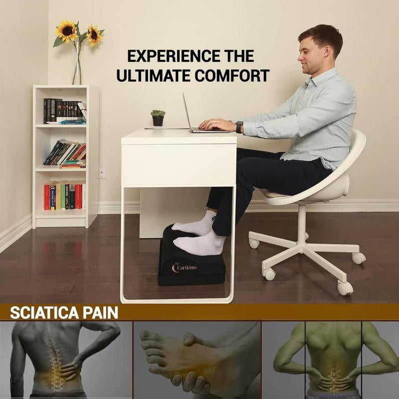 Cartizma Ergonomic Foot Rest for under Desk Adjustable Memory Foam Foot Stool with Washable Covers for Pain Relief Improved Posture Non Slip Office Home Travel Footrest
