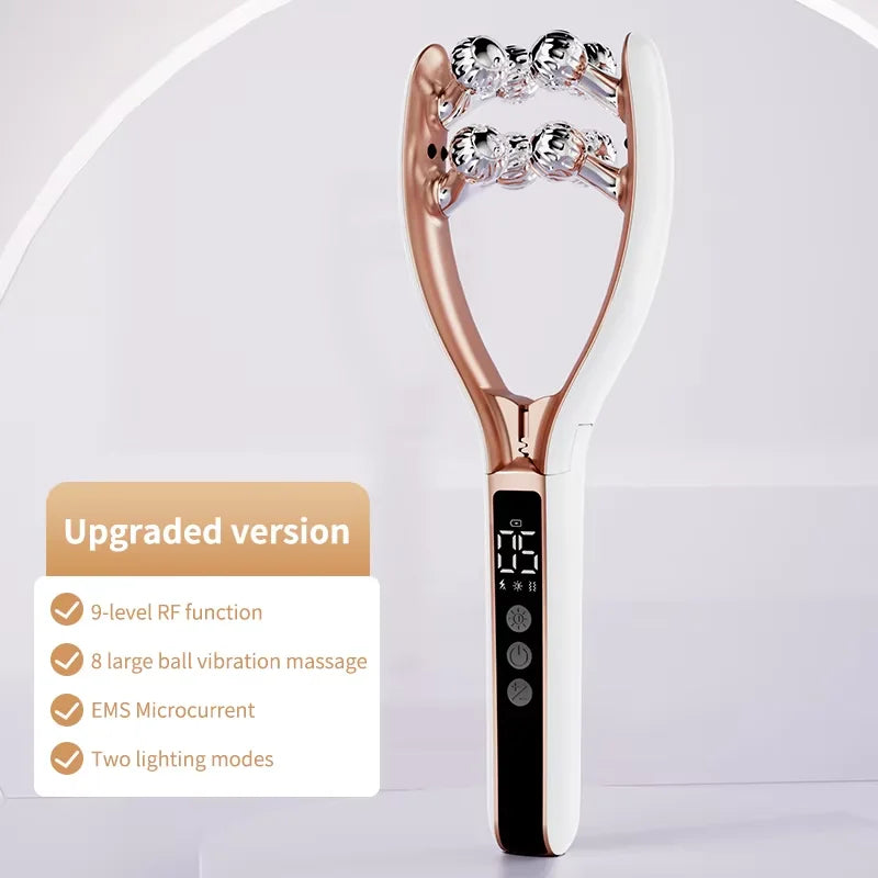 RF EMS Micro Current LED Color Lighte Roller Face Slimming Artifact V Face Beauty Firming Lifting Face Facial Massage Instrument