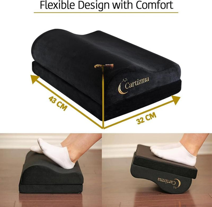 Cartizma Ergonomic Foot Rest for under Desk Adjustable Memory Foam Foot Stool with Washable Covers for Pain Relief Improved Posture Non Slip Office Home Travel Footrest
