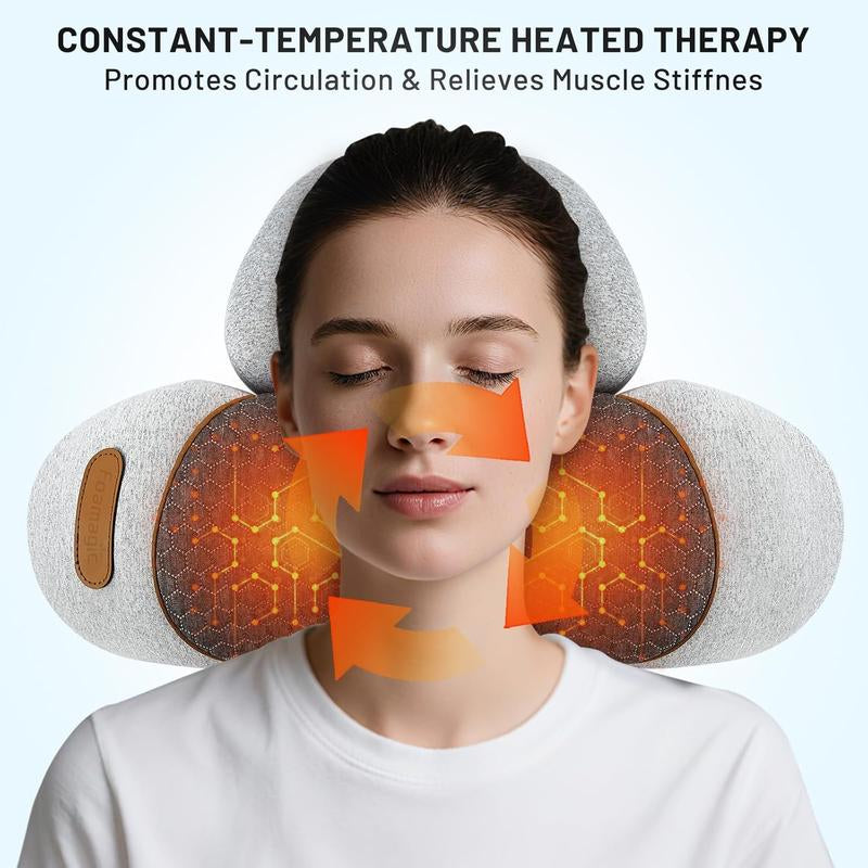 3 in 1 Neck Massager Pillow with Heat, Pillow Massage Neck Hump Support, Shiatsu Back Shoulder Massager with Kneading, Heating & Vibration for Relaxation and Comfort