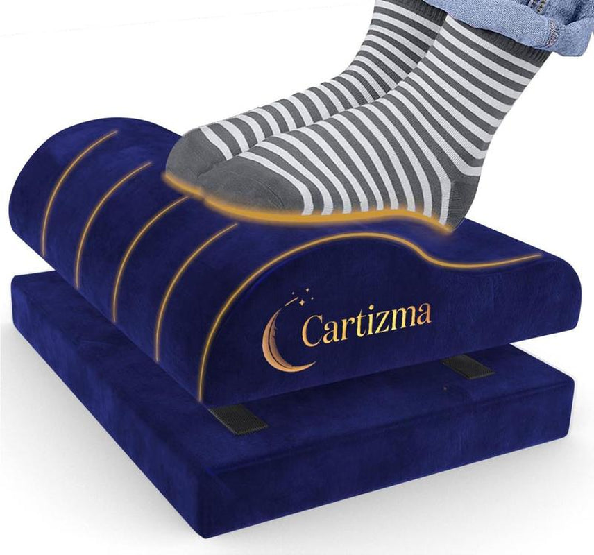 Cartizma Ergonomic Foot Rest for under Desk Adjustable Memory Foam Foot Stool with Washable Covers for Pain Relief Improved Posture Non Slip Office Home Travel Footrest