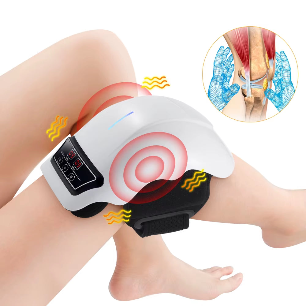 Electric Knee Massage Pad 3 Levels Wireless 3D Airbag Hot Compress Vibration Massager with Red Light Knee Massage Health Care