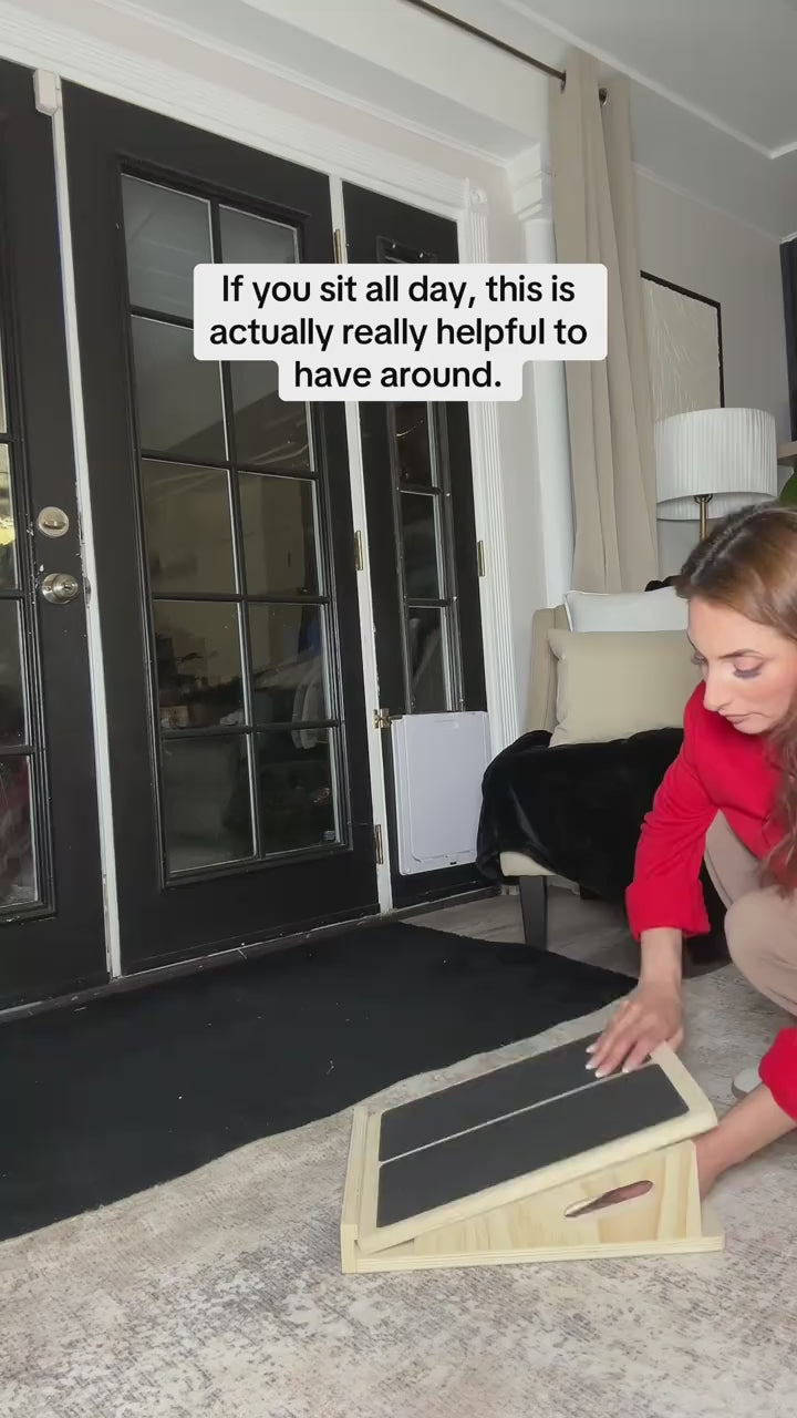 2-In-1 Professional Wooden Balance Board & Slant Board, Four Adjustable Incline Board and Calf Stretcher, Stretch Board for Knees Ankle Heel Feet Leg